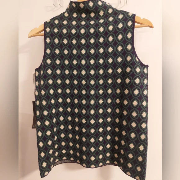 Tahari Black and Cream Geometric Tank Top - Picture 3 of 7